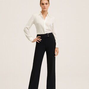 Y2K Boss Babe Vibes: Mexx High-Rise Jet Black Metal Clasp Accent Dress Pants-8